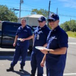 USCG Icebreaker Cutter Crew enjoy a cookout while volunteering to help us get ready for our exhibit display grand opening.